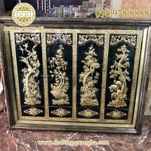 Tranh tứ quý liền khung đồng Tranh tứ quý liền khung đồng