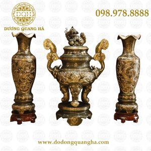 Đỉnh mao rồng kèm lọ đồng đỏ phớt nỉ Đỉnh mao rồng kèm lọ đồng đỏ phớt nỉ
